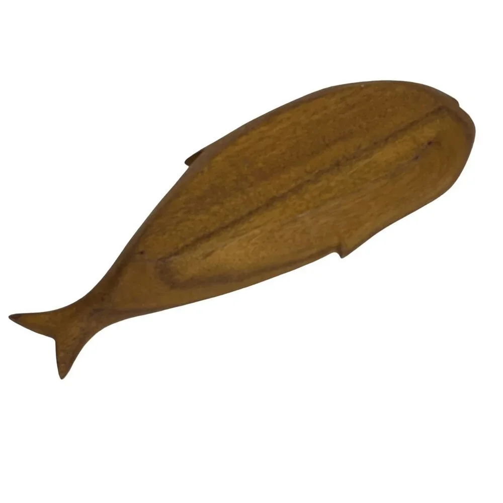 Handcrafted Wooden Fish-Shaped Serving Tray Decorative Platter